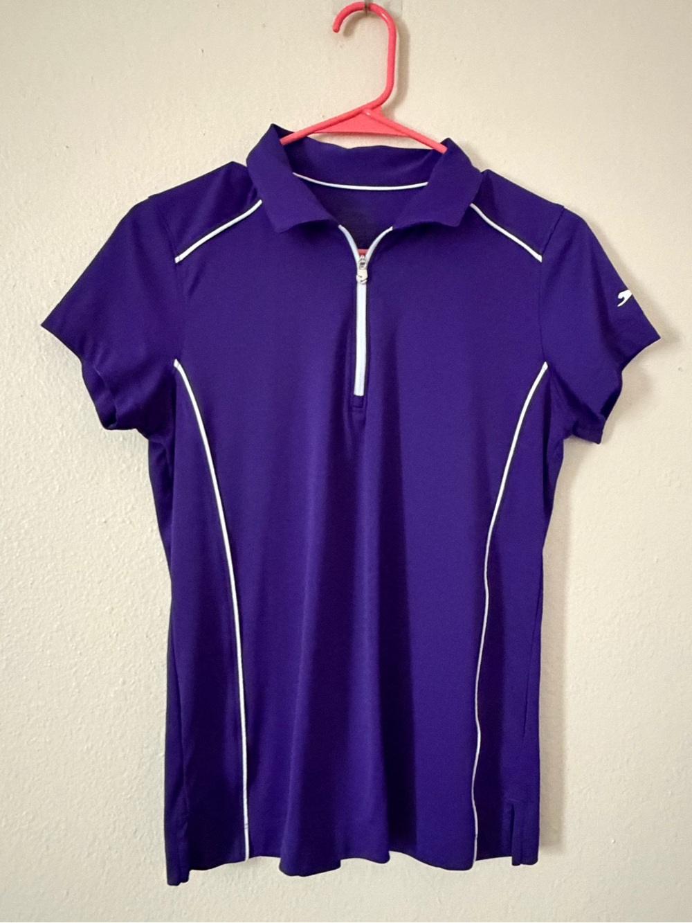Slazenger Purple Short Sleeve Athletic Polo with White Piping
